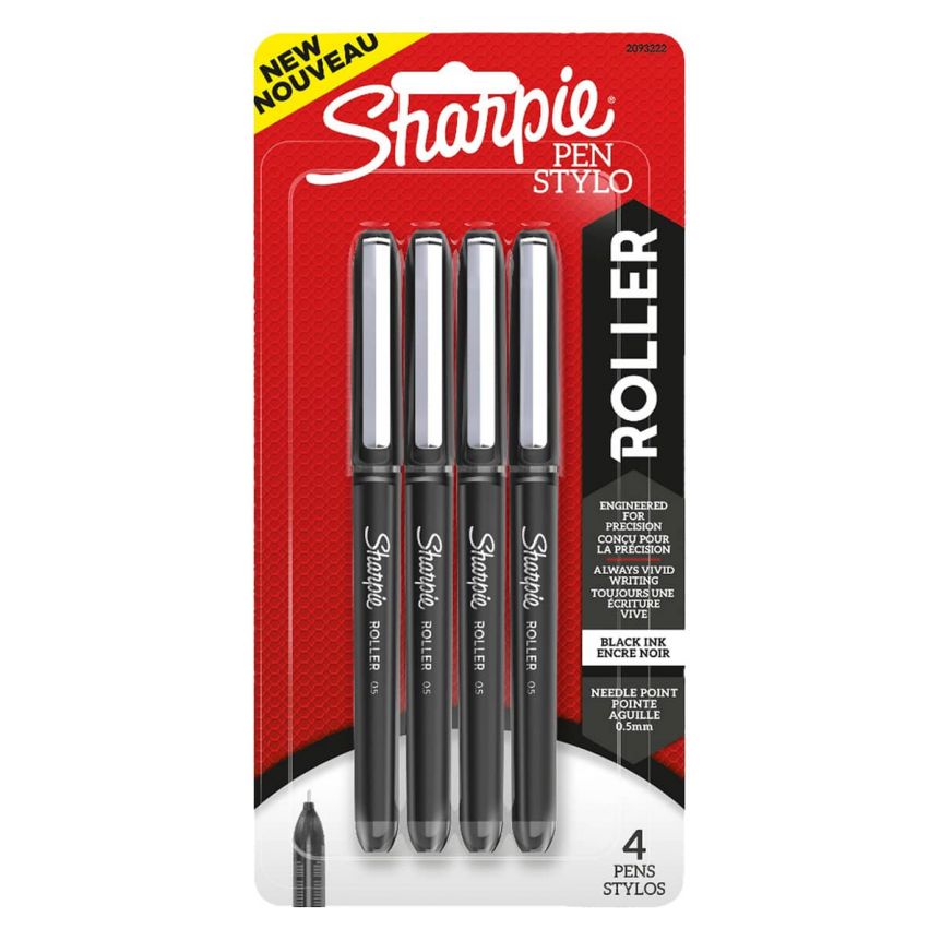 Sharpie Rollerball Pen (Pack of 4) - Black, 0.5mm