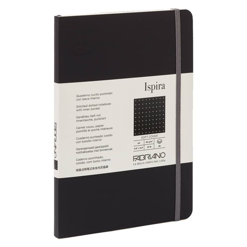 Fabriano Ispira Notebooks 5.8 x 8.3 Dot Grid Softbound (96-Sheets) Black 