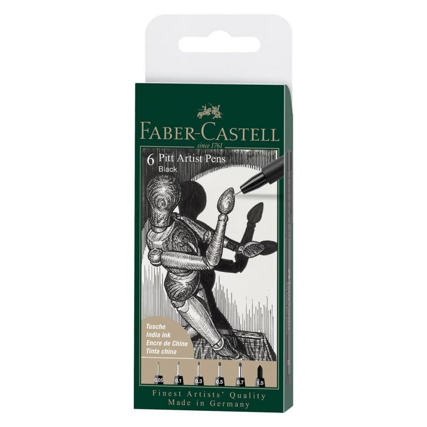 Faber-Castell Pitt Artist Pen Wallet of 4 Black