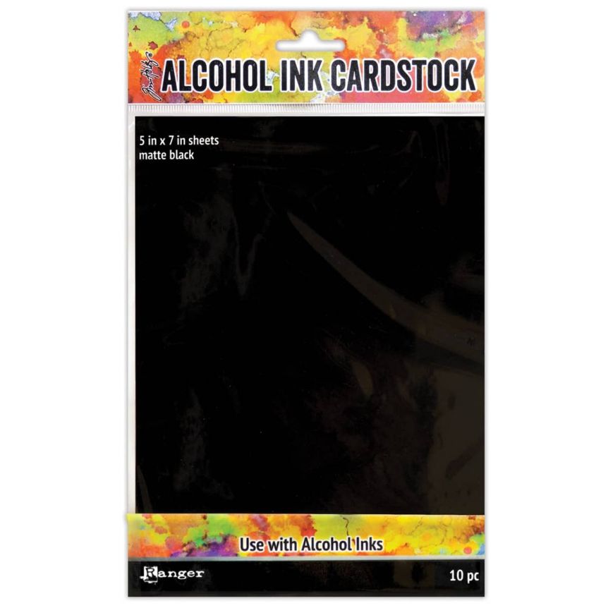 Tim Holtz Alcohol Ink Cardstock 5 x 7 Black Matte 10-Sheets