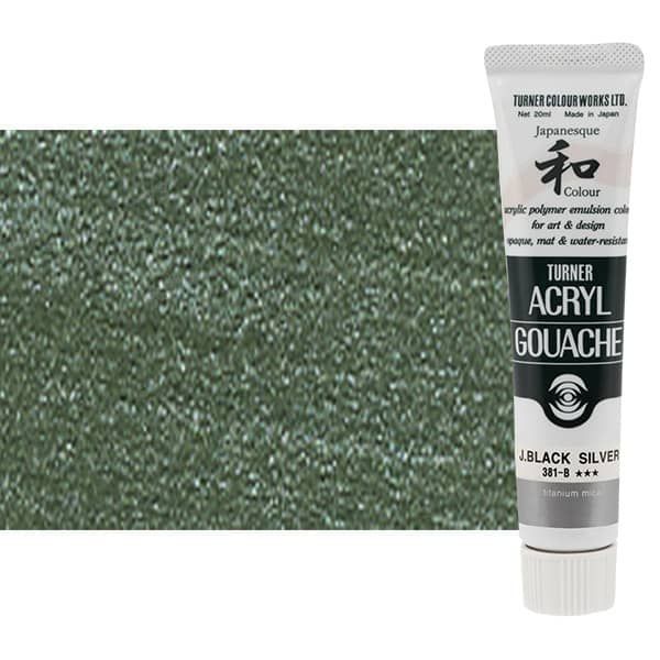 Turner Acryl Gouache Matte Acrylics 20 ml - Japanesque Black Silver (Metallic)