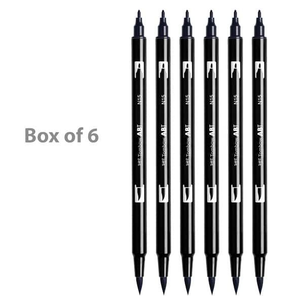 Tombow Dual Brush Pens Box of 6 Black
