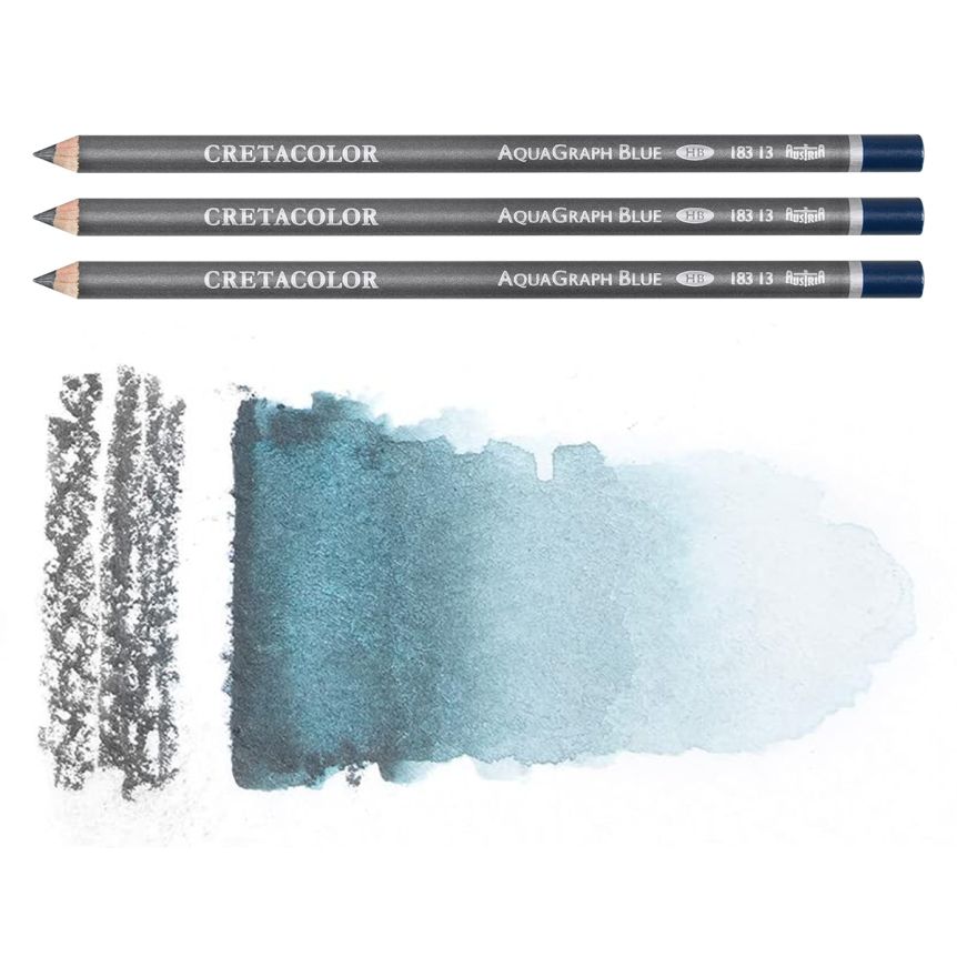 Cretacolor Aquagraph Water-soluble HB Blue Graphite Pencil (Box of 3)