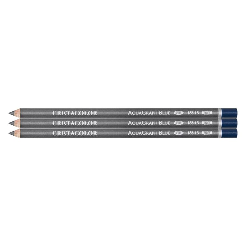 Cretacolor Aquagraph Watersoluble HB Blue Graphite Pencil, Box of 3