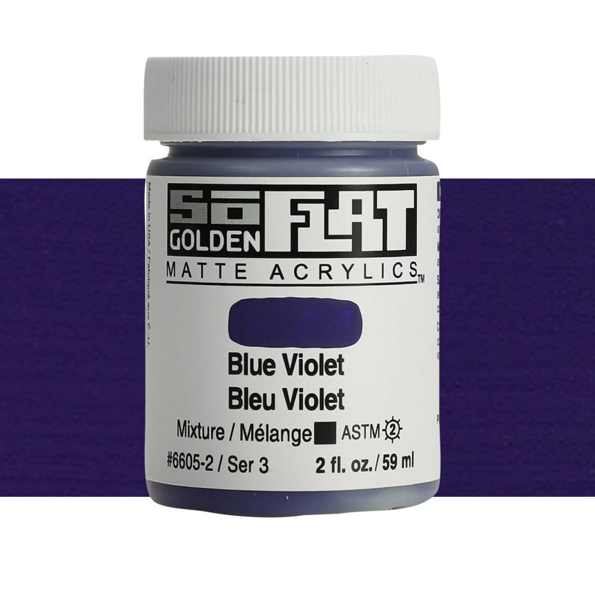 GOLDEN SoFlat Matte Acrylic - Blue Violet, 2oz Jar