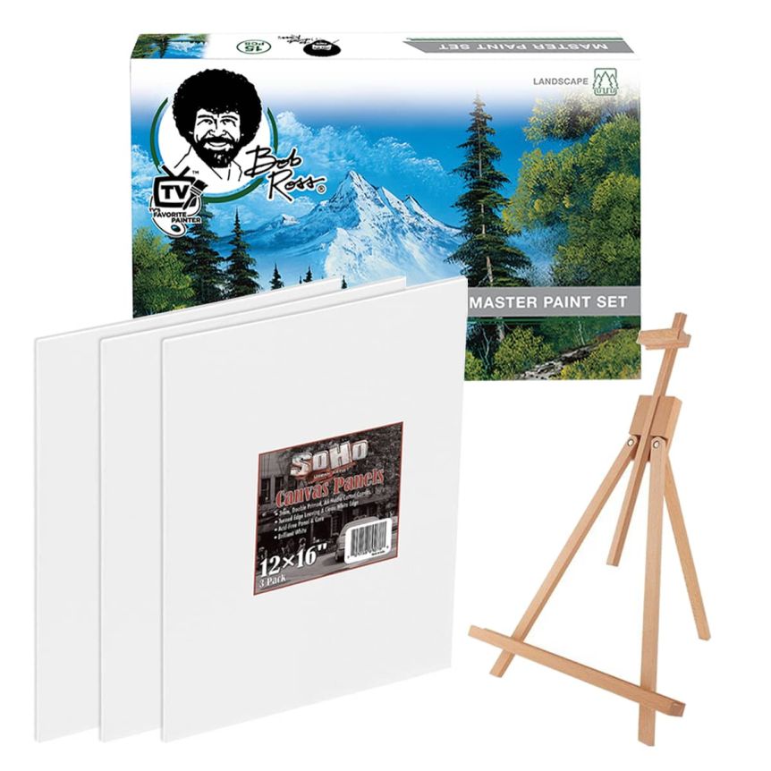 Bob Ross Landscape Brush Set Oil Based Paint Tools and The Best of