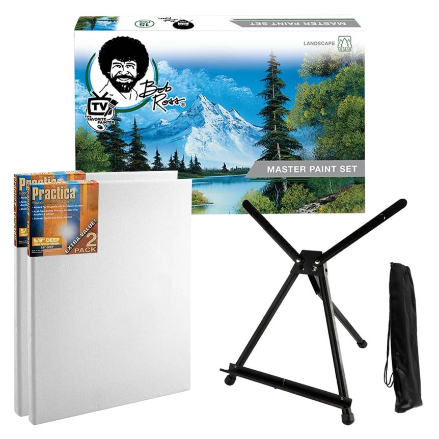 Bob Ross Oil Painting Master Paint Set + 12x16 Stretched Canvas