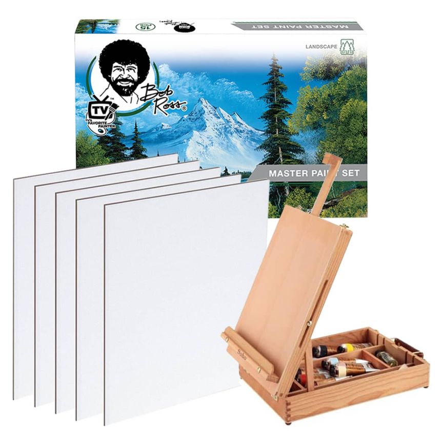 Bob Ross Landscape Brush Set Oil Based Paint Tools and The Best of