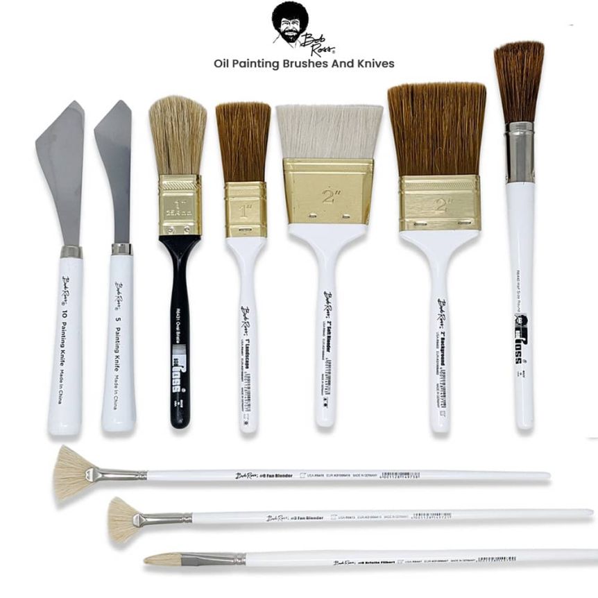 Bob Ross Oil Painting Brushes and Palette Knives