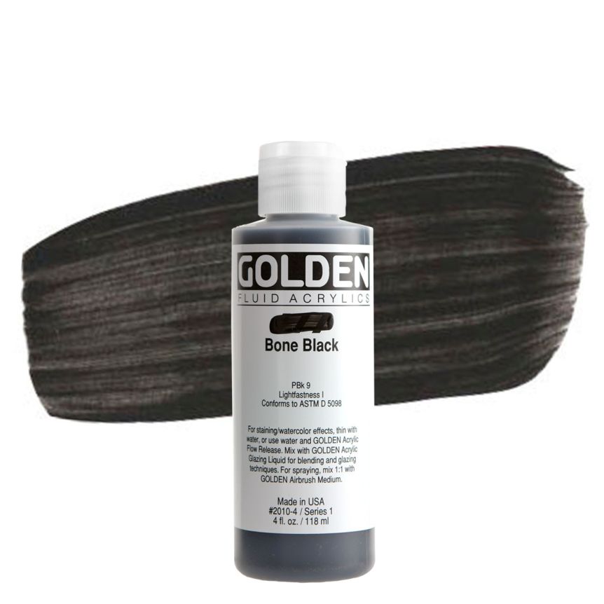 GOLDEN Fluid Acrylics Bone Black, 4oz