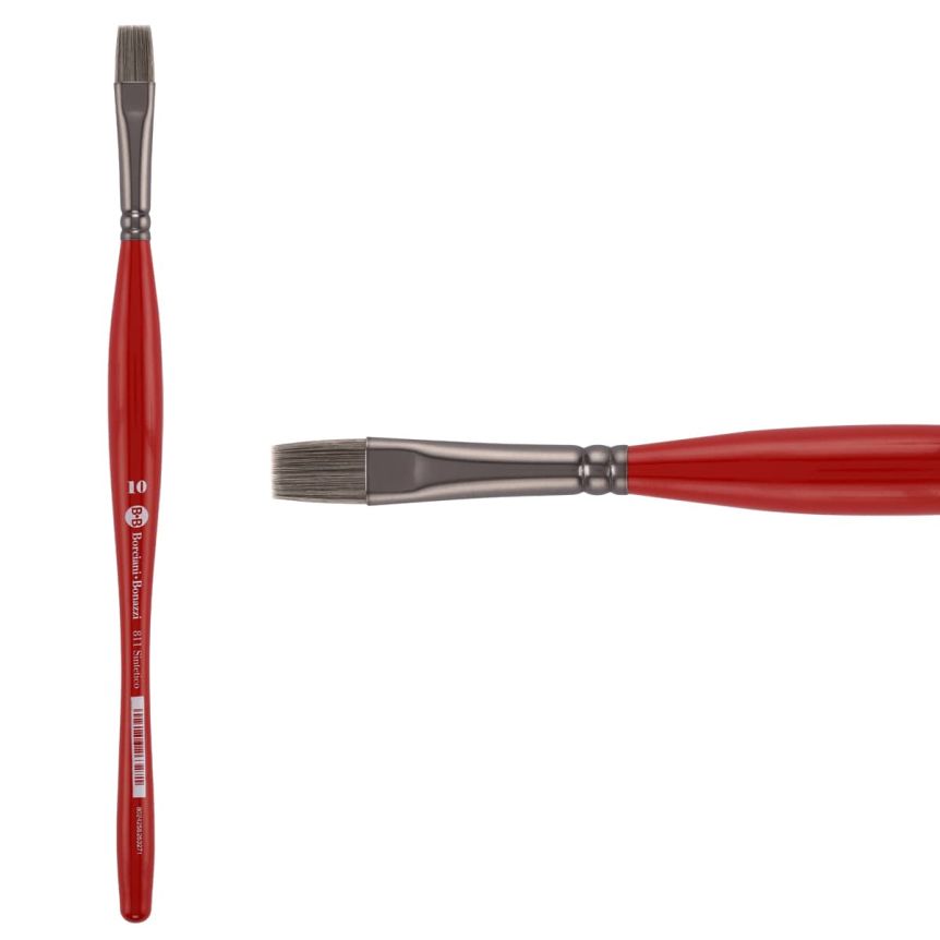 Borciani Bonazzi UNICO® Silver Synthetic Series 811 Flat Brush - size 10