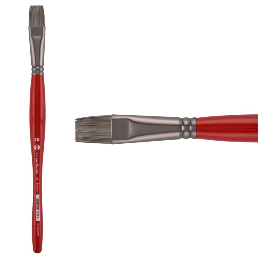 Borciani Bonazzi UNICO® Silver Synthetic Series 811 Flat Brush - size 18