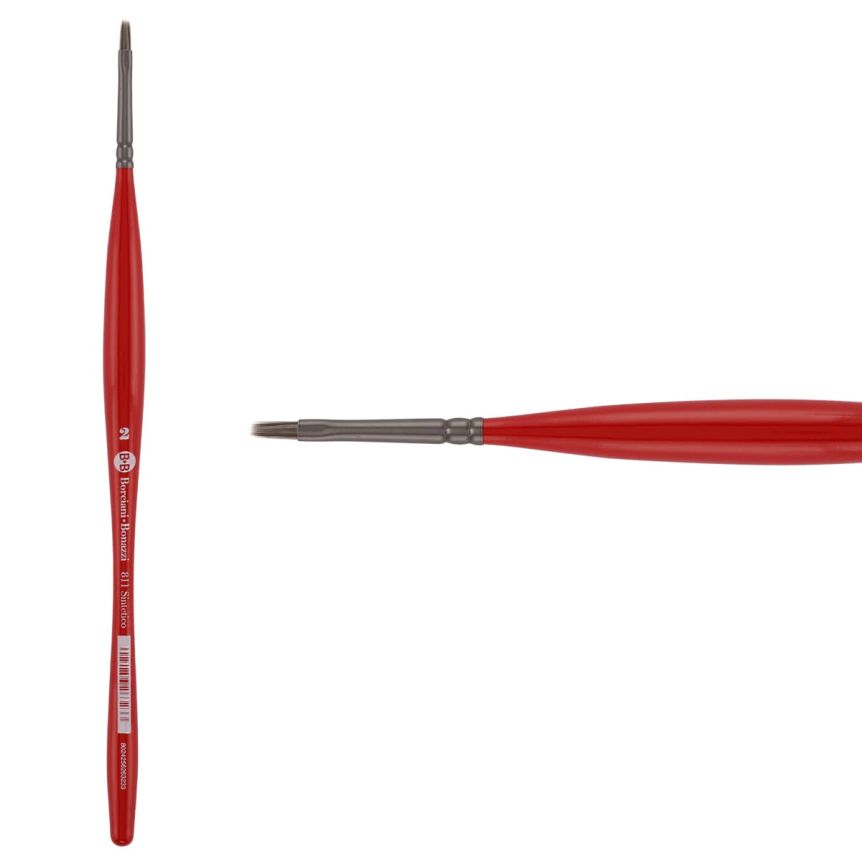 Borciani Bonazzi UNICO® Silver Synthetic Series 811 Flat Brush - size 2