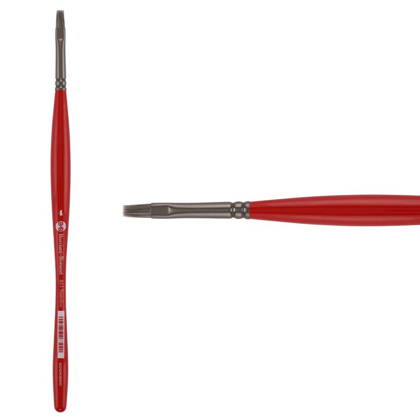 Borciani Bonazzi UNICO® Silver Synthetic Series 811 Flat Brush - size 4