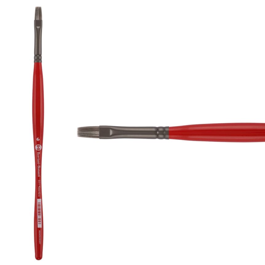 Borciani Bonazzi UNICO® Silver Synthetic Series 811 Flat Brush - size 6