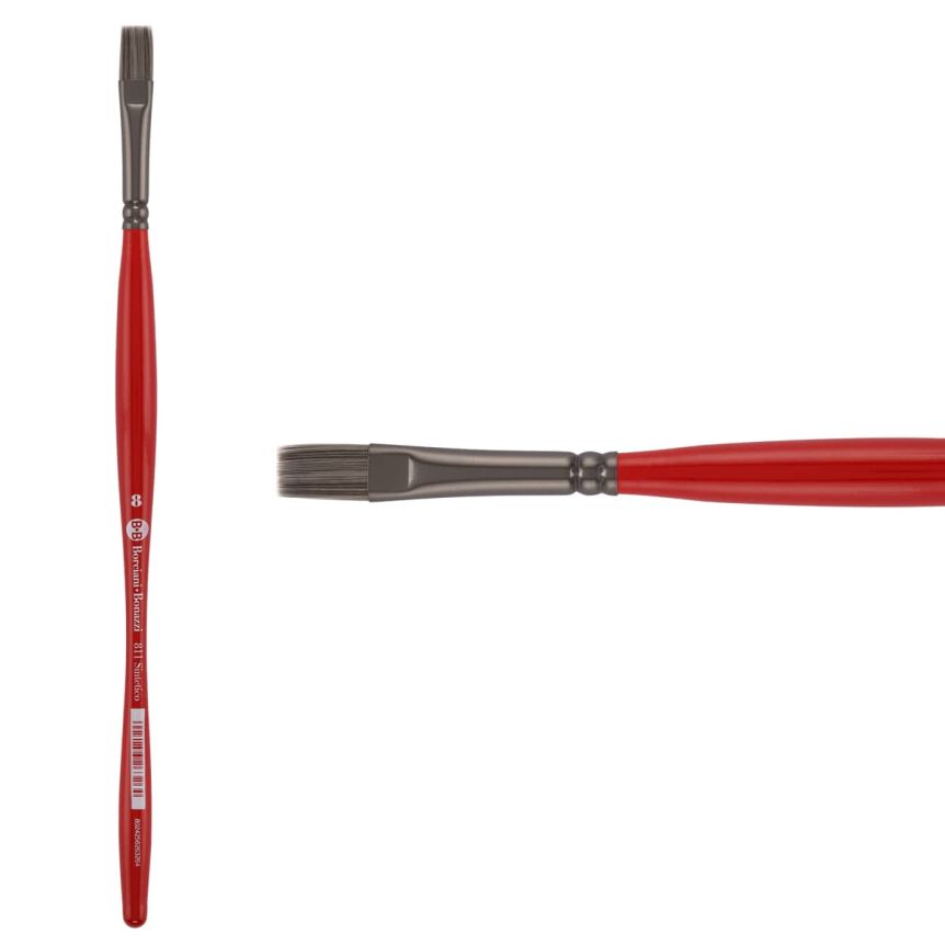 Borciani Bonazzi UNICO® Silver Synthetic Series 811 Flat Brush - size 8