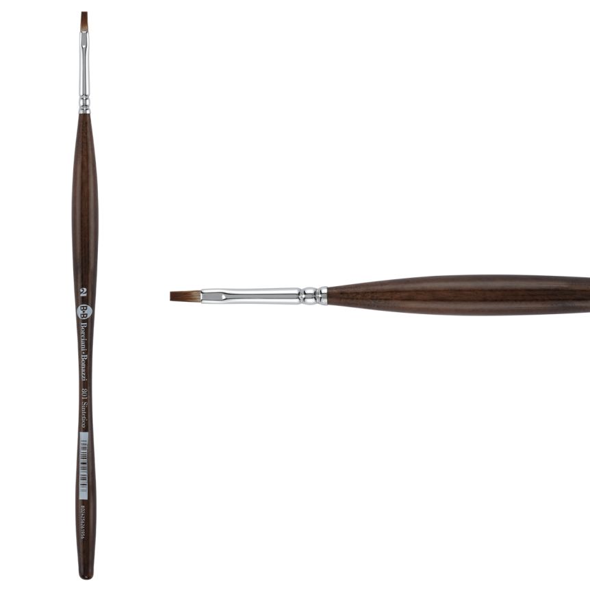 Borciani Bonazzi UNICO® Synthetic Mongoose Series 801 Flat Brush - size 2
