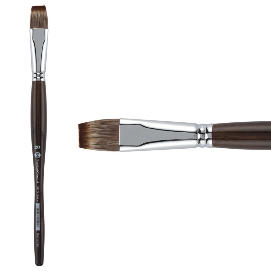 Borciani Bonazzi UNICO® Synthetic Mongoose Series 801 Flat Brush - size 20