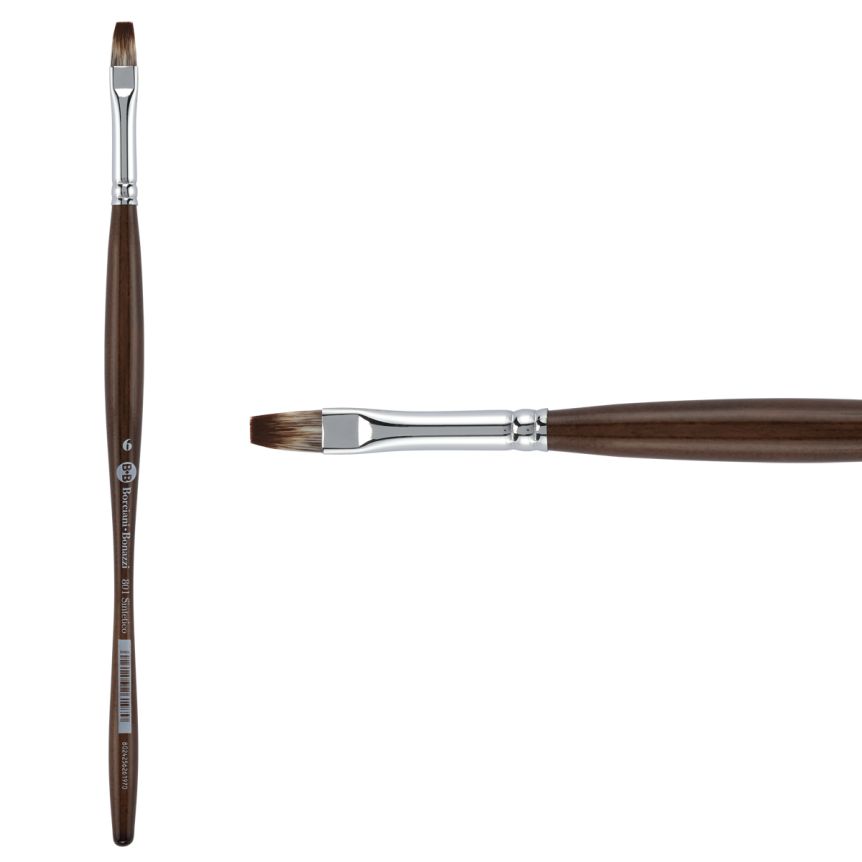 Borciani Bonazzi UNICO® Synthetic Mongoose Series 801 Flat Brush - size 6