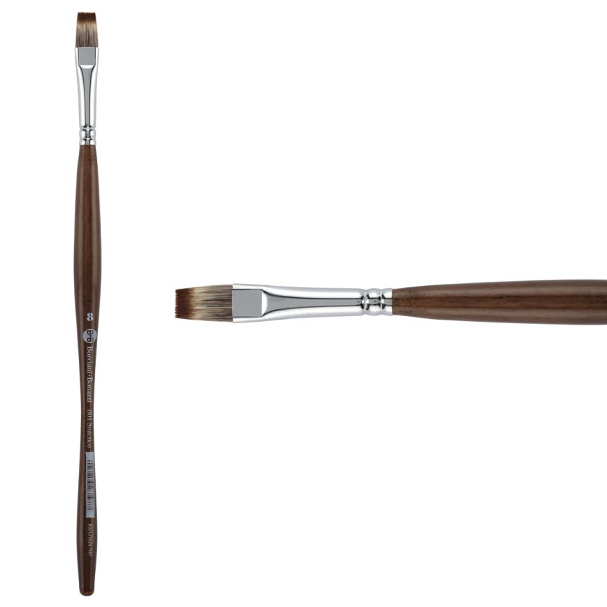Borciani Bonazzi UNICO® Synthetic Mongoose Series 801 Flat Brush - size 8