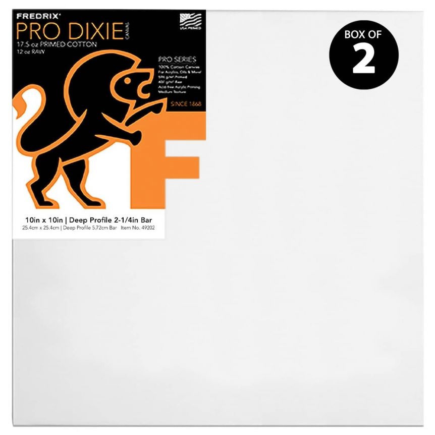 Fredrix Dixie PRO Series Stretched Canvas 2-1/4" Box of Two 10x10"