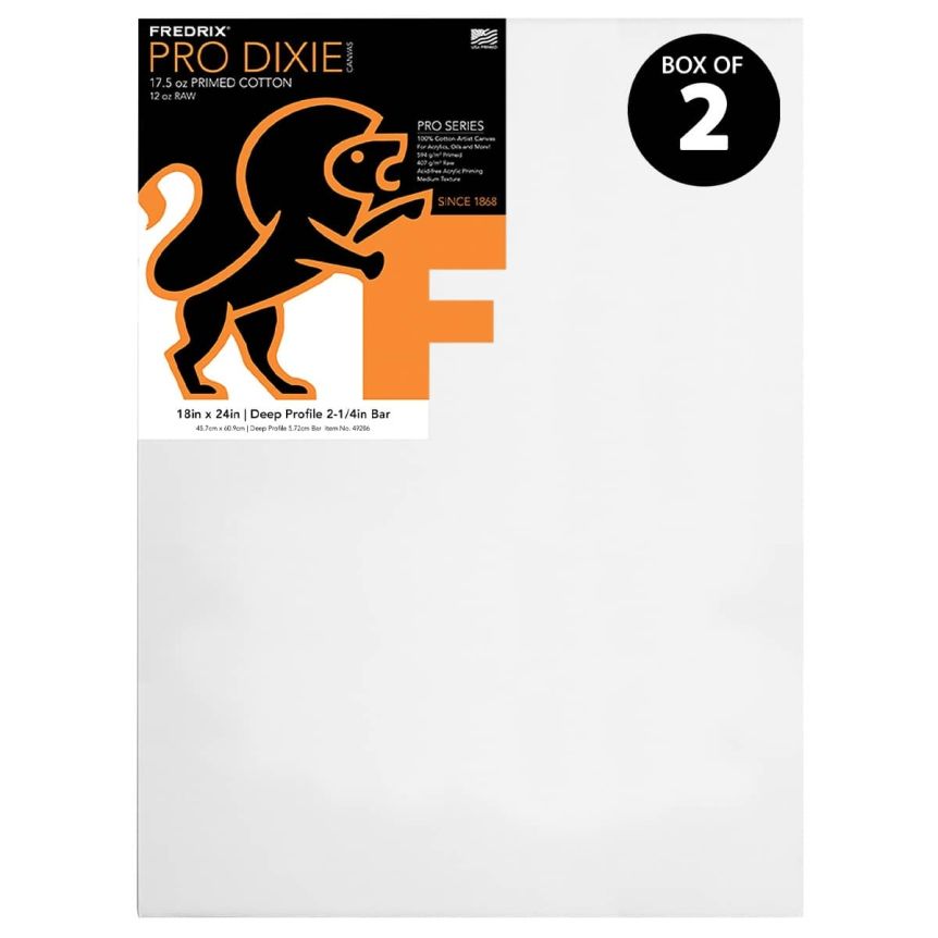 Fredrix Dixie PRO Series Stretched Canvas 2-1/4" Box of Two 18x24"