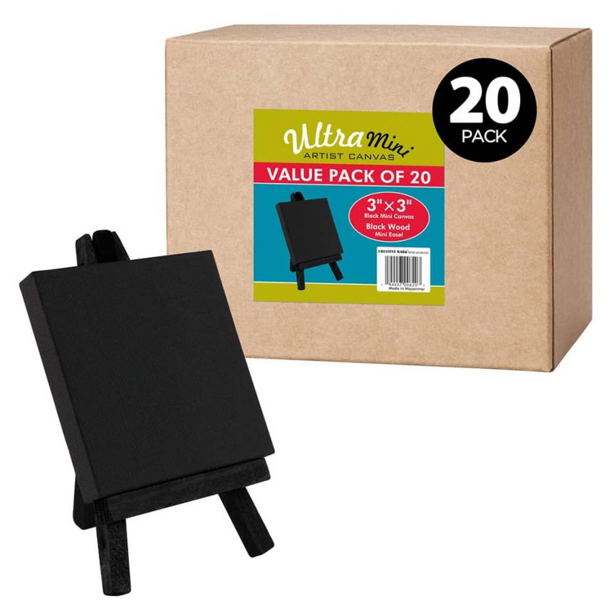 Black Mini Painting Canvases (Pack of 3)