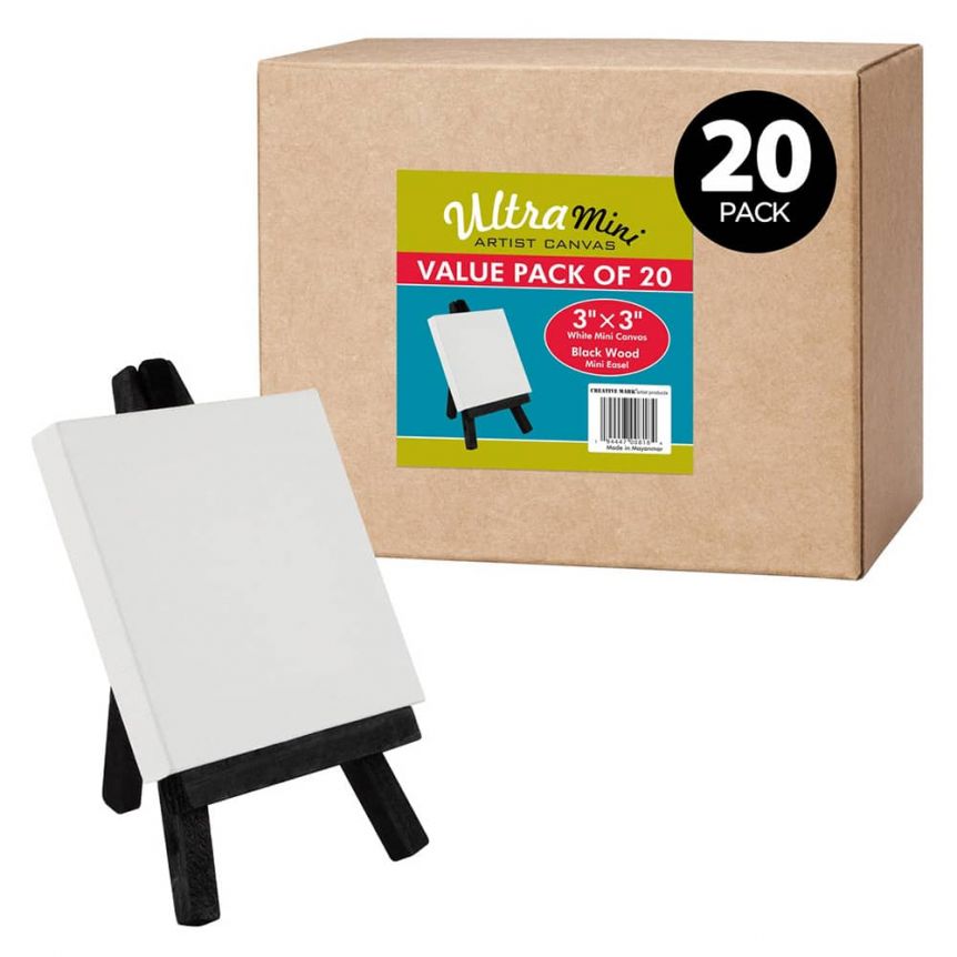 U.S. Art Supply 4 x 6 Stretched Canvas with 8 Mini Natural Wood Display  Easel Kit (
