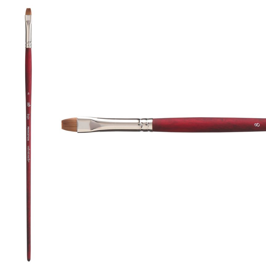 Velvetouch Synthetic Long Handle Series 3900 Brush, Bright Size #8