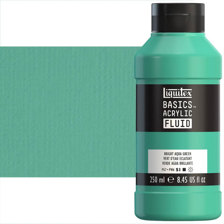 Liquitex Basics Fluid Acrylic - Bright Aqua Green, 250ml Bottle