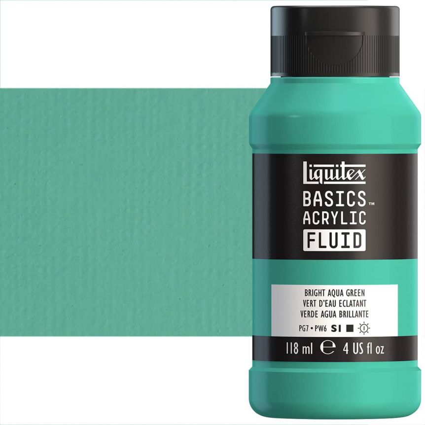 Liquitex Basics Fluid Acrylic - Bright Aqua Green, 4oz Bottle