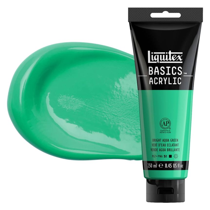 Liquitex Basics Acrylic Paint - Bright Aqua Green, 250ml Tube