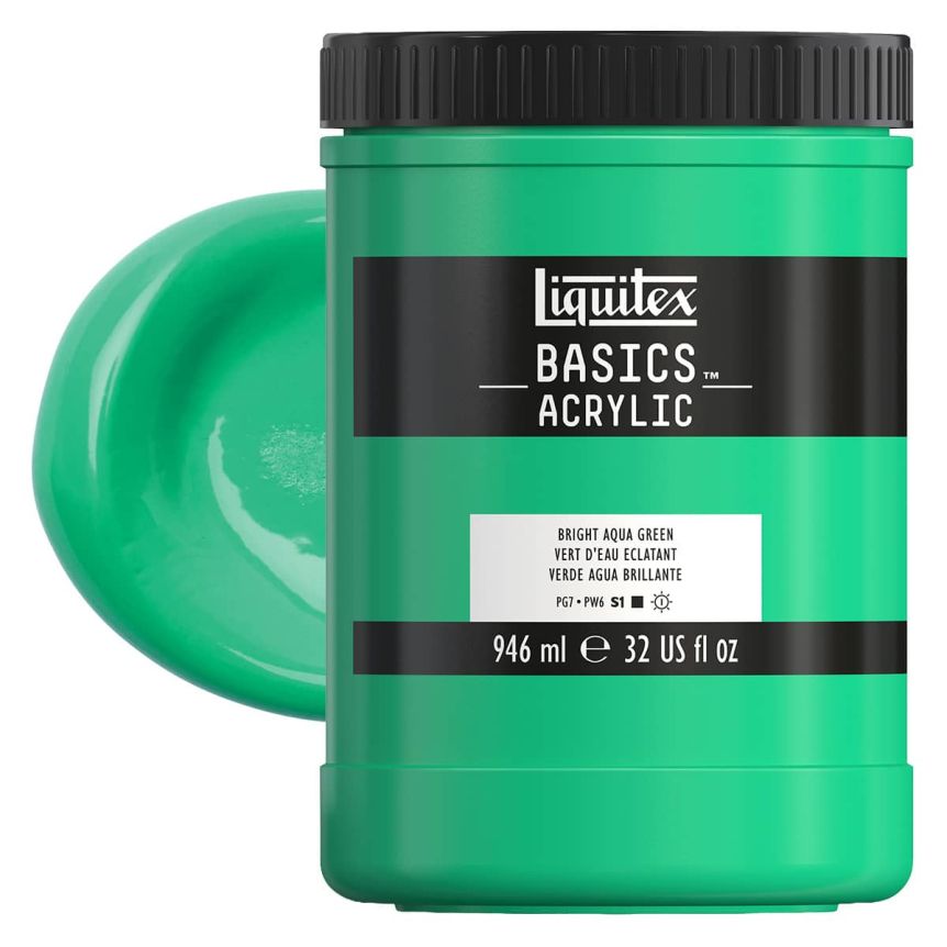 Liquitex Basics Acrylic Paint - Bright Aqua Green, 32oz Jar