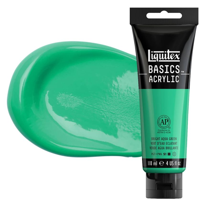 Liquitex Basics Acrylic Paint - Bright Aqua Green, 4oz Tube