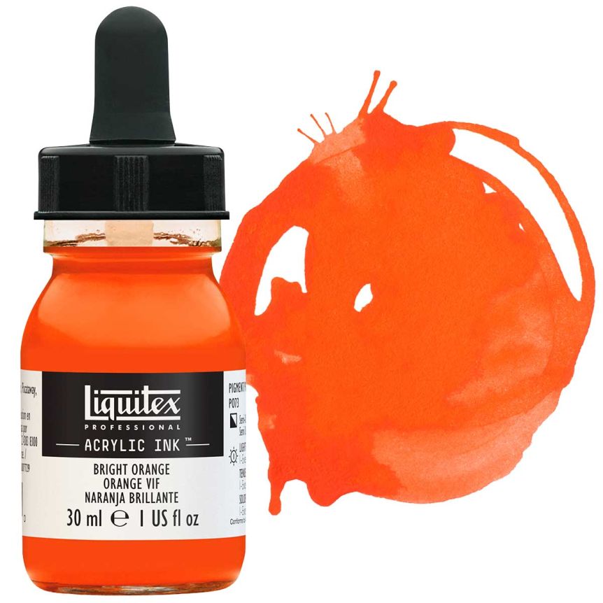 Liquitex Acrylic Ink - Bright Orange, 30ml Bottle