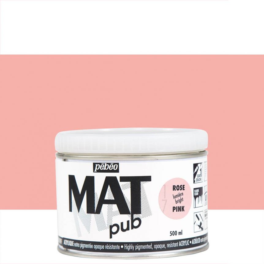 Pebeo Acrylic Mat Pub - Bright Pink, 500ml
