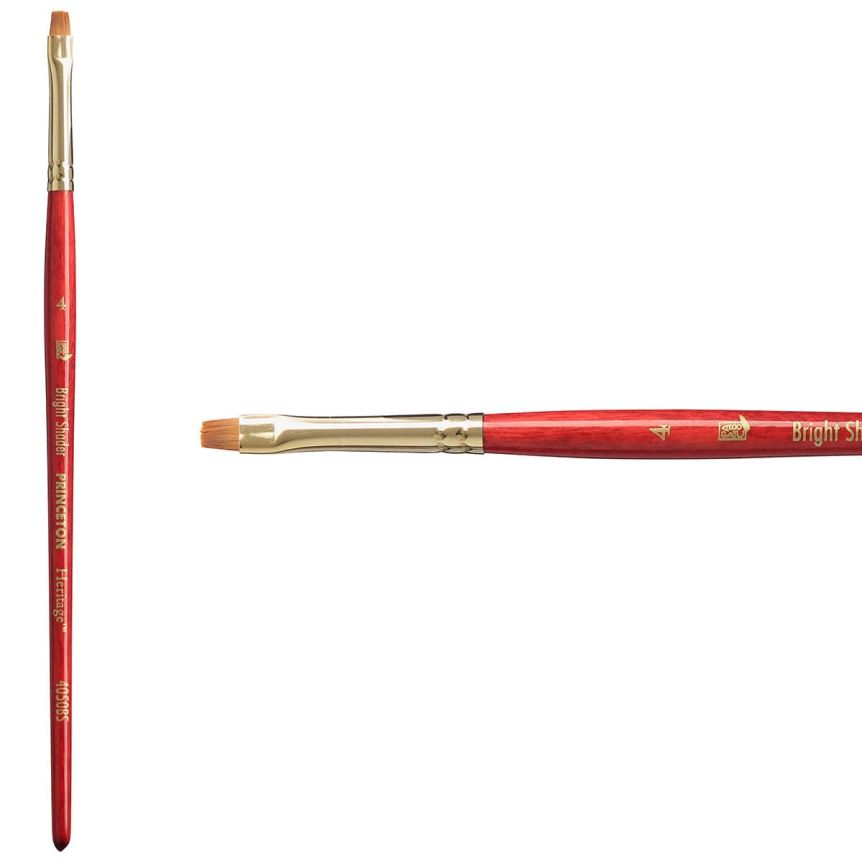 Princeton Heritage Series 4050 Synthetic Sable Brush - Bright Shader, Short Handle, Size 4