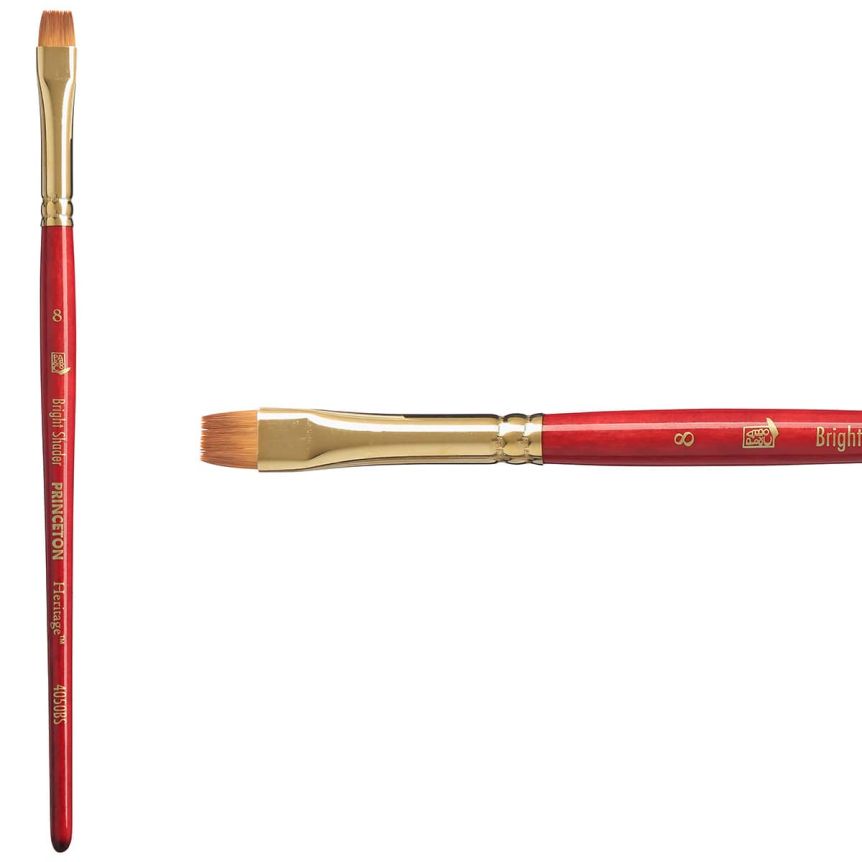 Princeton Heritage Series 4050 Synthetic Sable Brush - Bright Shader, Short Handle, Size 8