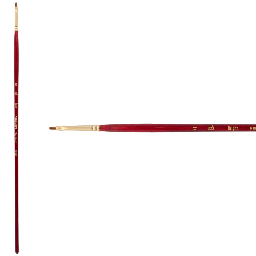 Princeton Heritage Series 4000 Synthetic Sable Brush - Bright, Long Handle, Size 0