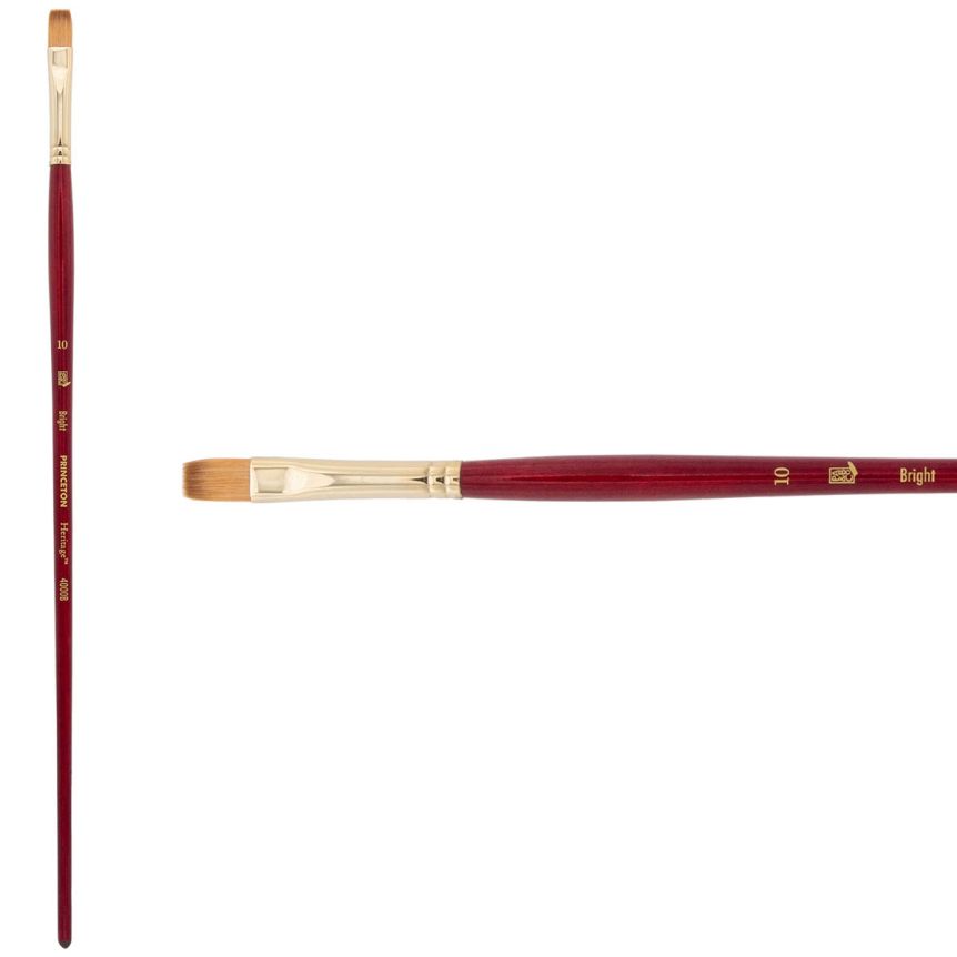 Princeton Heritage Series 4000 Synthetic Sable Brush - Bright, Long Handle, Size 10