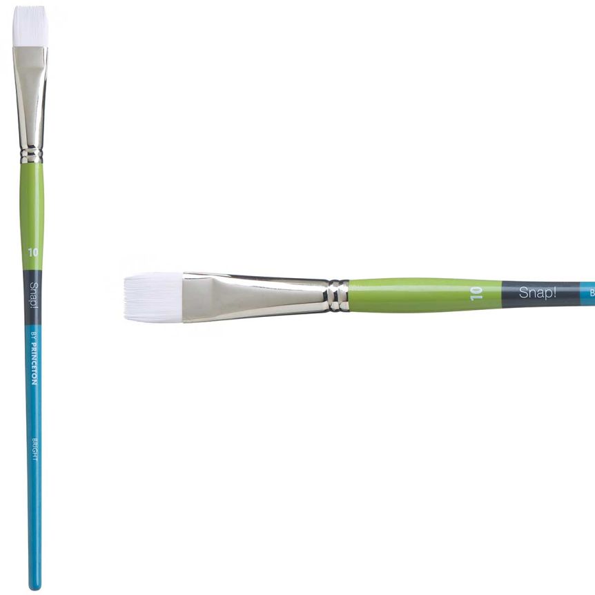 Princeton Snap! Series 9800 White Synthetic Brush - Bright, Long Handle, Size 10