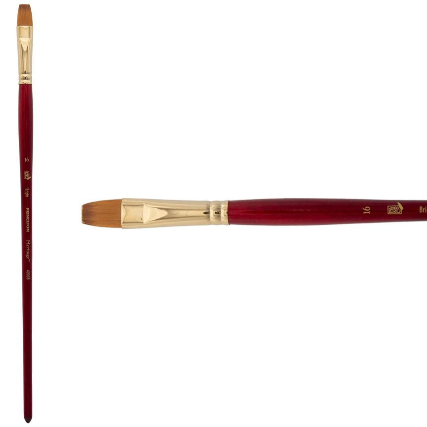 Princeton Heritage Series 4000 Synthetic Sable Brush - Bright, Long Handle, Size 16