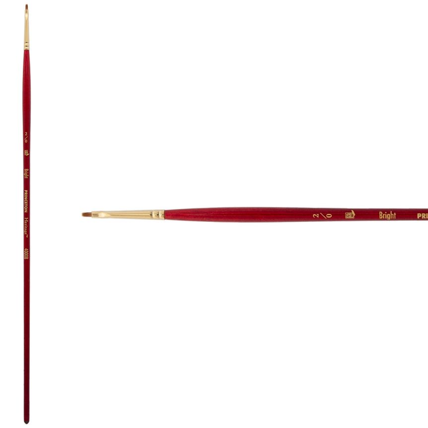 Princeton Heritage Series 4000 Synthetic Sable Brush - Bright, Long Handle, Size 2x0