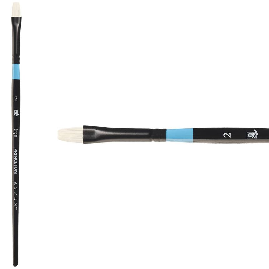 Princeton Aspen Series 6950 Synthetic Brush - Bright, Short Handle, Size 2
