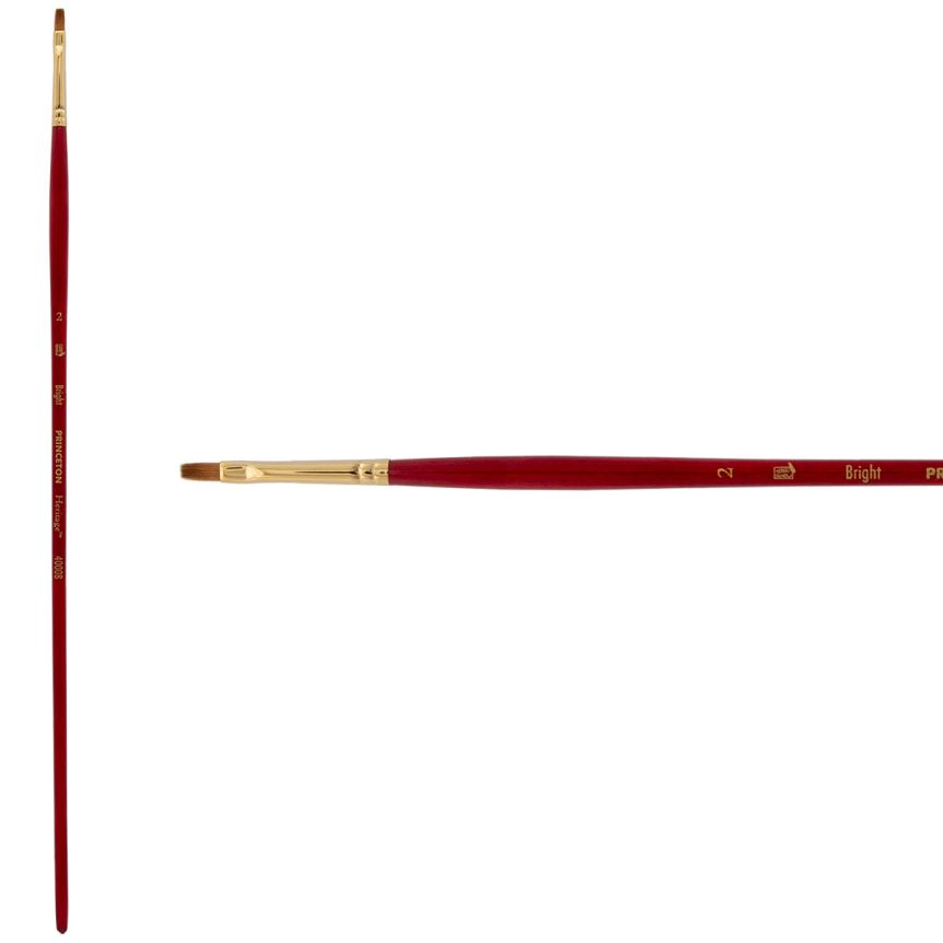 Princeton Heritage Series 4000 Synthetic Sable Brush - Bright, Long Handle, Size 2