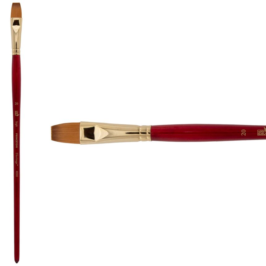 Princeton Heritage Series 4000 Synthetic Sable Brush - Bright, Long Handle, Size 20