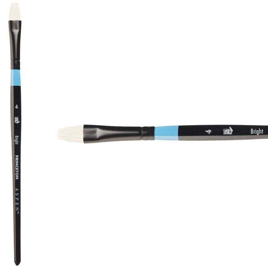 Princeton Aspen Series 6950 Synthetic Brush - Bright, Short Handle, Size 4