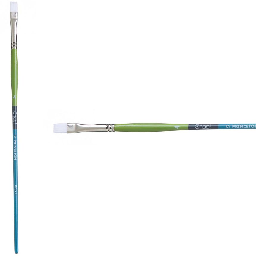 Princeton Snap! Series 9800 White Synthetic Brush - Bright, Long Handle, Size 4