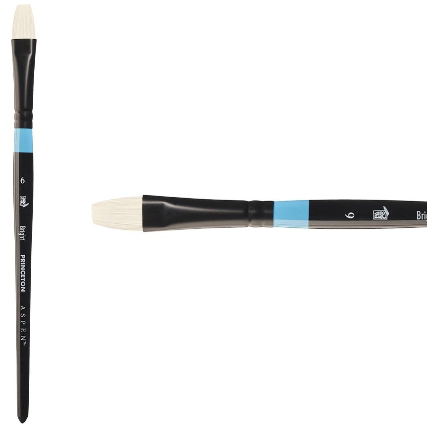 Princeton Aspen Series 6950 Synthetic Brush - Bright, Short Handle, Size 6