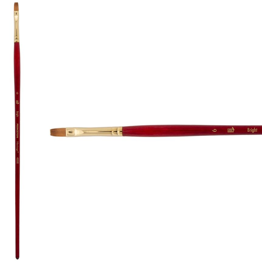 Princeton Heritage Series 4000 Synthetic Sable Brush - Bright, Long Handle, Size 6
